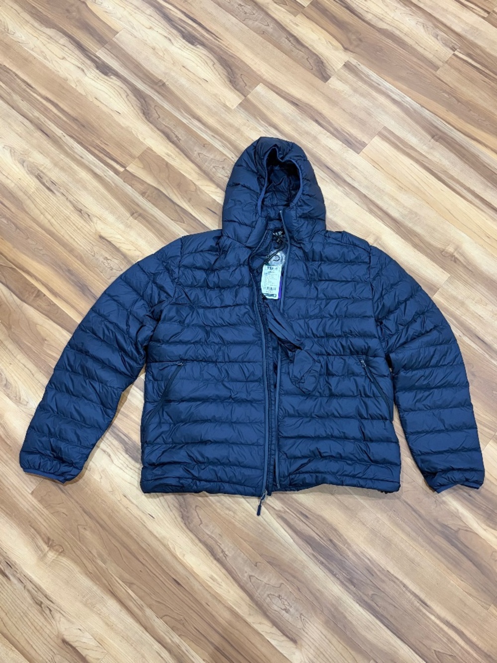 NWT Lesmart Hooded Down Puffer Jacket Gray Blue XXL